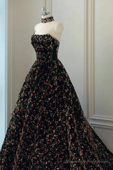 Stylish Sequins Long Prom Dress, A-Line Party Dress